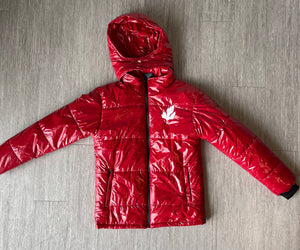 CHERRY RED PUFFER COAT